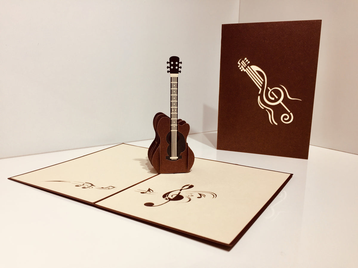 Large Guitar Card Origami Pop Cards 3D Pop Up Greeting Card Celebrate Happy Birthday Thank You Handmade Best Wishes Gift Thinking of You Blank Card for Any Occasion Happy Mother's Day Happy Father's Day Australiana Celebration