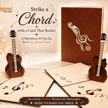 Large Guitar Card Origami Pop Cards 3D Pop Up Greeting Card Celebrate Happy Birthday Thank You Handmade Best Wishes Gift Thinking of You Blank Card for Any Occasion Happy Mother's Day Happy Father's Day Australiana Celebration