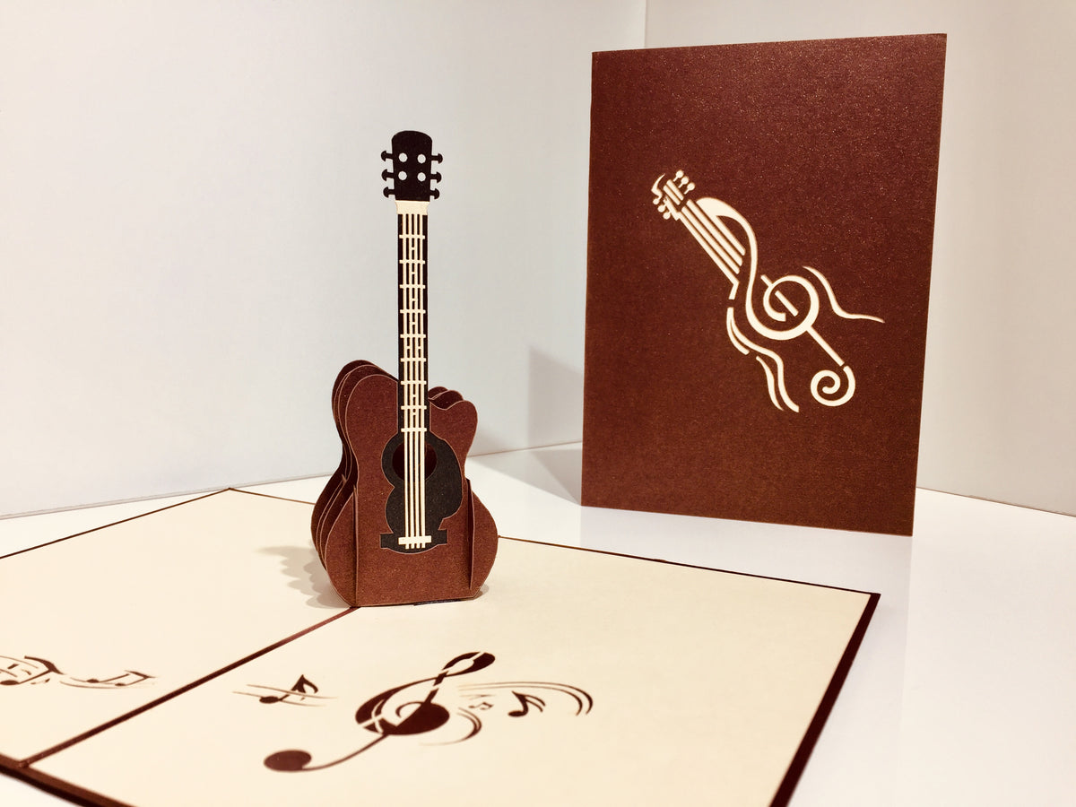 Large Guitar Card Origami Pop Cards 3D Pop Up Greeting Card Celebrate Happy Birthday Thank You Handmade Best Wishes Gift Thinking of You Blank Card for Any Occasion Happy Mother's Day Happy Father's Day Australiana Celebration