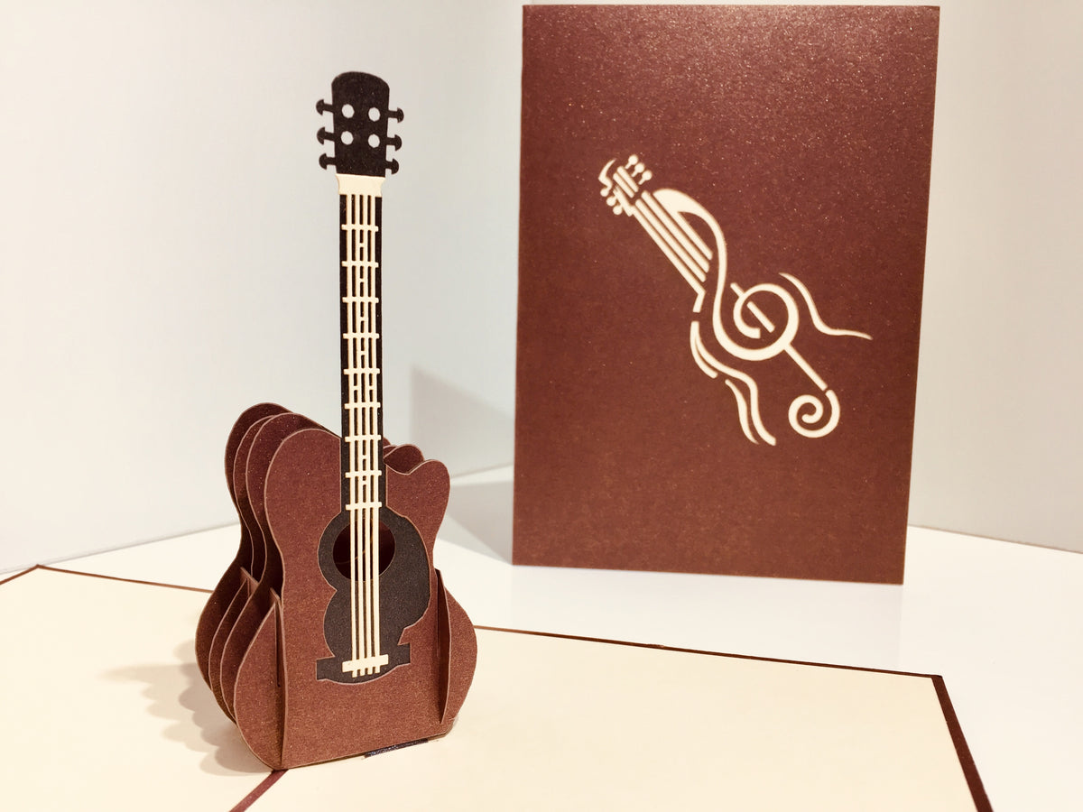 Large Guitar Card Origami Pop Cards 3D Pop Up Greeting Card Celebrate Happy Birthday Thank You Handmade Best Wishes Gift Thinking of You Blank Card for Any Occasion Happy Mother's Day Happy Father's Day Australiana Celebration