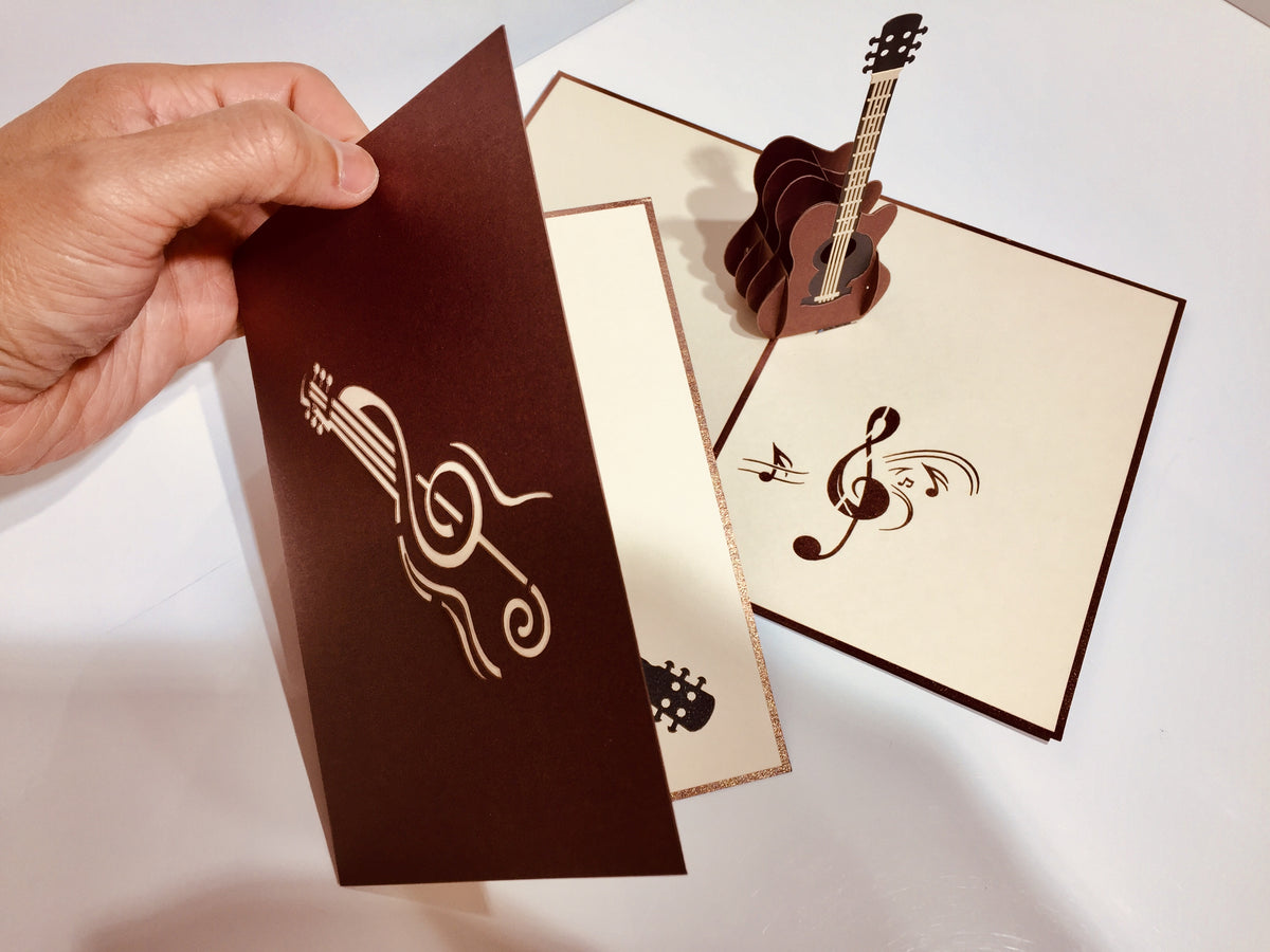 Large Guitar Card Origami Pop Cards 3D Pop Up Greeting Card Celebrate Happy Birthday Thank You Handmade Best Wishes Gift Thinking of You Blank Card for Any Occasion Happy Mother's Day Happy Father's Day Australiana Celebration