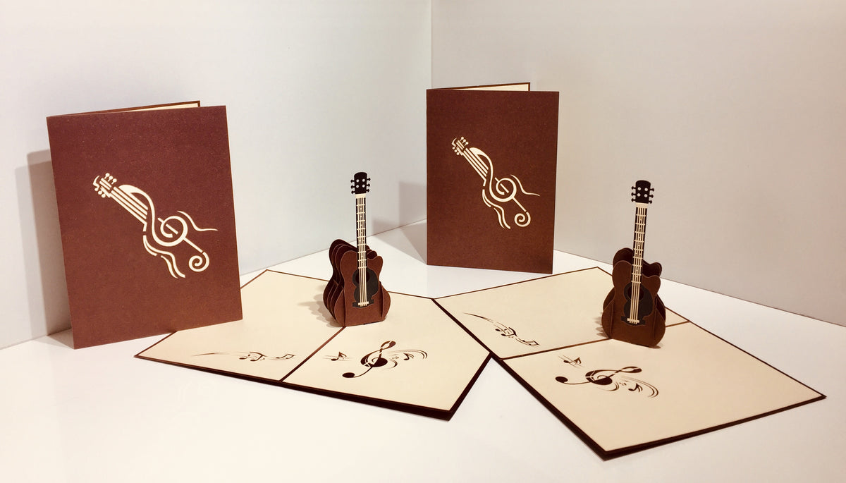 Large Guitar Card Origami Pop Cards 3D Pop Up Greeting Card Celebrate Happy Birthday Thank You Handmade Best Wishes Gift Thinking of You Blank Card for Any Occasion Happy Mother's Day Happy Father's Day Australiana Celebration