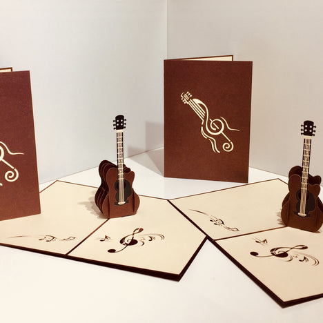 Large Guitar Card Origami Pop Cards 3D Pop Up Greeting Card Celebrate Happy Birthday Thank You Handmade Best Wishes Gift Thinking of You Blank Card for Any Occasion Happy Mother's Day Happy Father's Day Australiana Celebration