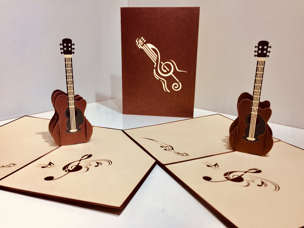 Large Guitar Card Origami Pop Cards 3D Pop Up Greeting Card Celebrate Happy Birthday Thank You Handmade Best Wishes Gift Thinking of You Blank Card for Any Occasion Happy Mother's Day Happy Father's Day Australiana Celebration