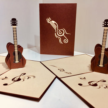 Large Guitar Card Origami Pop Cards 3D Pop Up Greeting Card Celebrate Happy Birthday Thank You Handmade Best Wishes Gift Thinking of You Blank Card for Any Occasion Happy Mother's Day Happy Father's Day Australiana Celebration