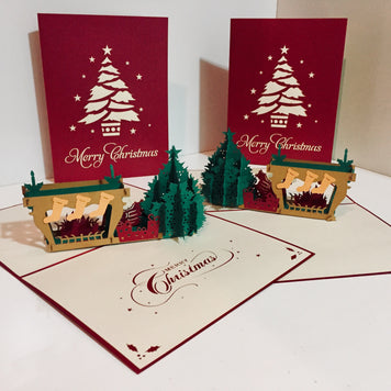 Large Metallic Christmas Eve Fireplace Origami Pop Cards 3D Pop Up Greeting Card Merry Christmas Thank You Handmade Best Wishes Blank Card Gift Happy Holidays Celebrate the Special Day