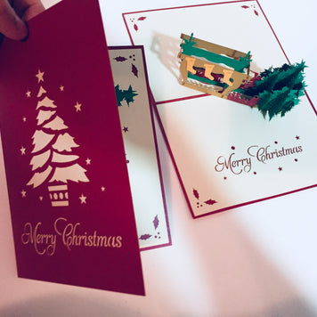 Large Metallic Christmas Eve Fireplace Origami Pop Cards 3D Pop Up Greeting Card Merry Christmas Thank You Handmade Best Wishes Blank Card Gift Happy Holidays Celebrate the Special Day