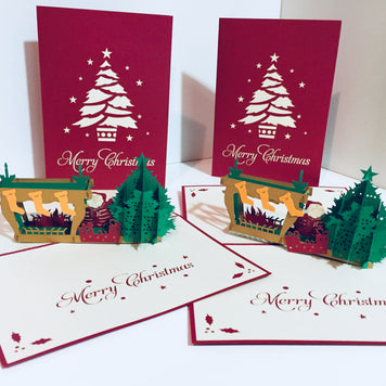 Large Metallic Christmas Eve Fireplace Origami Pop Cards 3D Pop Up Greeting Card Merry Christmas Thank You Handmade Best Wishes Blank Card Gift Happy Holidays Celebrate the Special Day