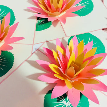 Metallic Peaceful Gold & Pink Lotus Origami Pop Cards 3D Pop Up Greeting Card Happy Birthday Thank You Handmade Gift Thinking of You Blank Card for Any Occasion Happy Mother's Day Happy Father's Australiana Celebrate the Beauty of Flower