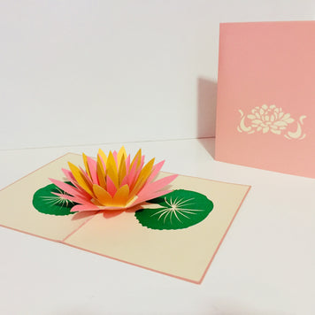 Metallic Peaceful Gold & Pink Lotus Origami Pop Cards 3D Pop Up Greeting Card Happy Birthday Thank You Handmade Gift Thinking of You Blank Card for Any Occasion Happy Mother's Day Happy Father's Australiana Celebrate the Beauty of Flower