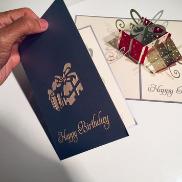 Large Silver Grey Triple Birthday Presents Origami Pop Cards 3D Pop Up Greeting Card Thank You Handmade Gift Thinking of You Happy Birthday Occasion Australiana Celebrate the Beauty and Happiness During Special Day Best Wishes Gift