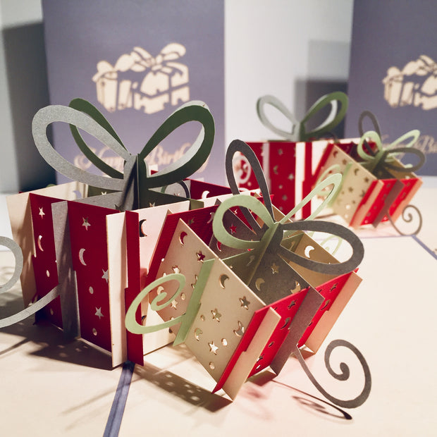 Large Silver Grey Triple Birthday Presents Origami Pop Cards 3D Pop Up Greeting Card Thank You Handmade Gift Thinking of You Happy Birthday Occasion Australiana Celebrate the Beauty and Happiness During Special Day Best Wishes Gift