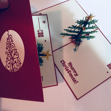 Metallic Large Traditional Christmas Tree Origami Pop Cards 3D Pop Up Greeting Card Merry Christmas Thank You Handmade Best Wishes Blank Card Gift Happy Holidays Celebrate the Special Day Party
