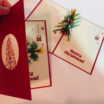 Metallic Large Traditional Christmas Tree Origami Pop Cards 3D Pop Up Greeting Card Merry Christmas Thank You Handmade Best Wishes Blank Card Gift Happy Holidays Celebrate the Special Day Party