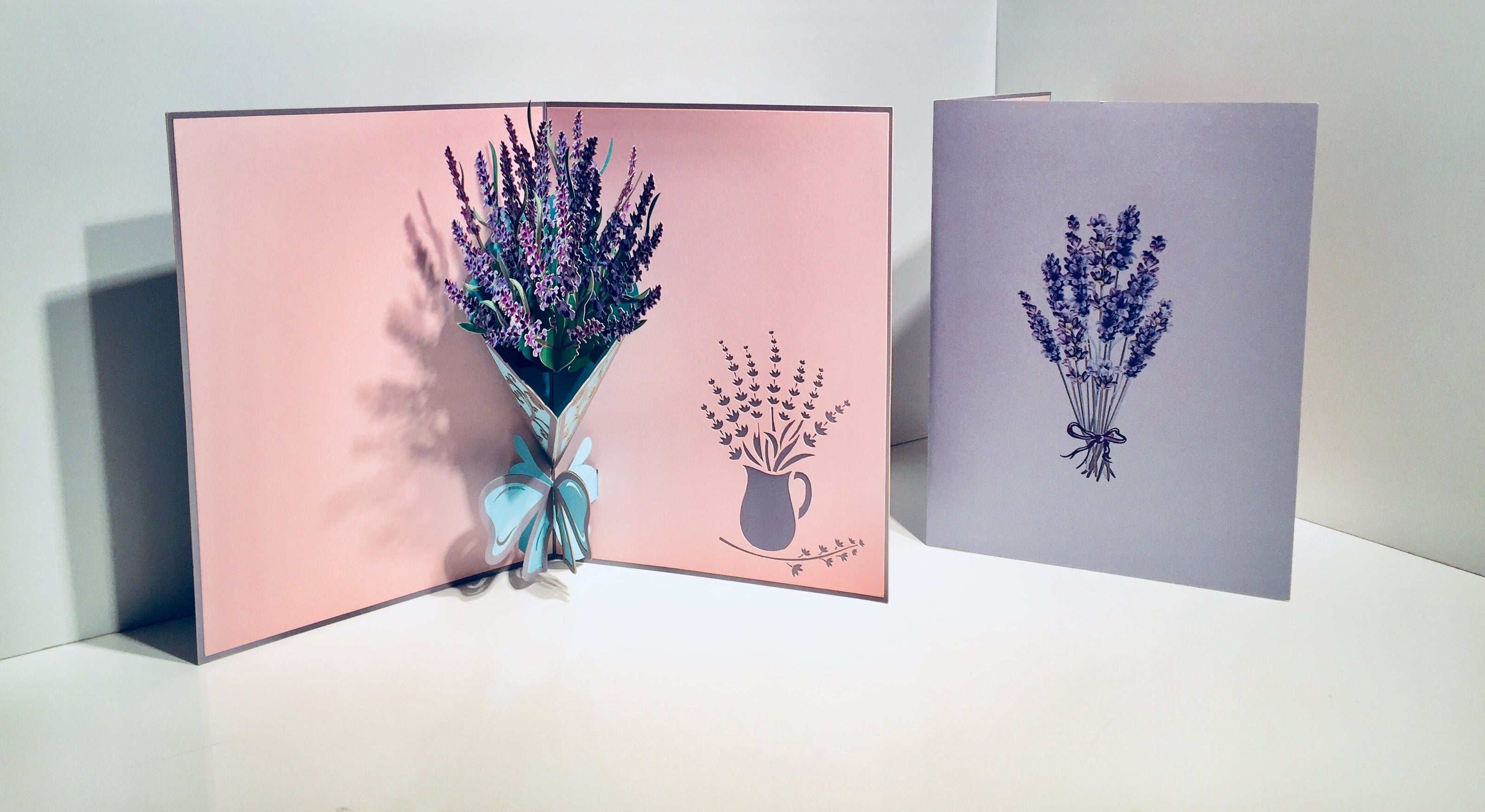 Lavender Bouquet Wrapped in Blue Ribbon Origami Pop Cards 3D Pop Up Greeting Card Happy Birthday Thank You Handmade Gift Thinking of You Blank Card for Any Occasion Happy Mother's Day Happy Valentine's Australiana Celebrate the Beauty and Romantic