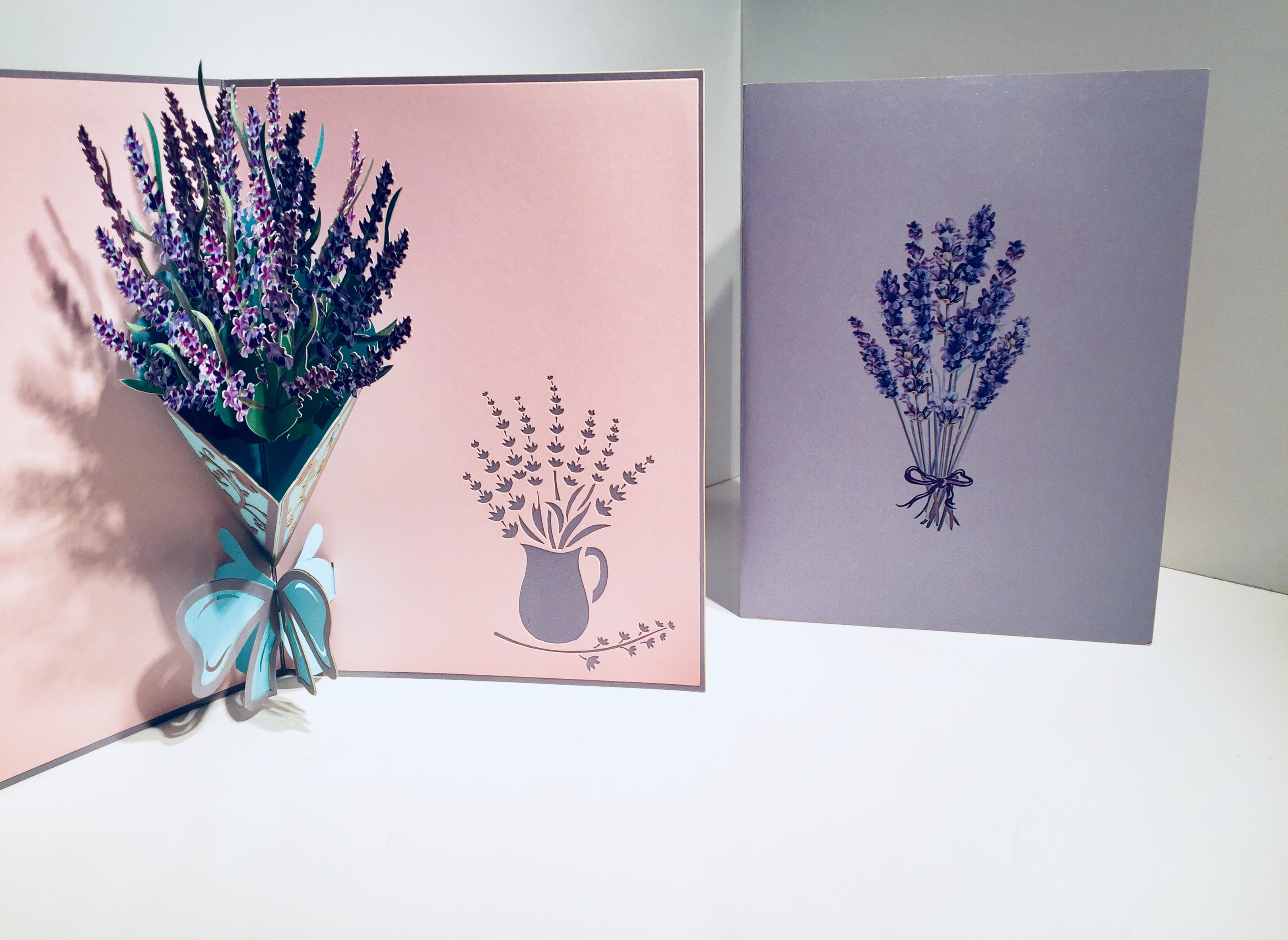Lavender Bouquet Wrapped in Blue Ribbon Origami Pop Cards 3D Pop Up Greeting Card Happy Birthday Thank You Handmade Gift Thinking of You Blank Card for Any Occasion Happy Mother's Day Happy Valentine's Australiana Celebrate the Beauty and Romantic