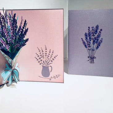 Lavender Bouquet Wrapped in Blue Ribbon Origami Pop Cards 3D Pop Up Greeting Card Happy Birthday Thank You Handmade Gift Thinking of You Blank Card for Any Occasion Happy Mother's Day Happy Valentine's Australiana Celebrate the Beauty and Romantic
