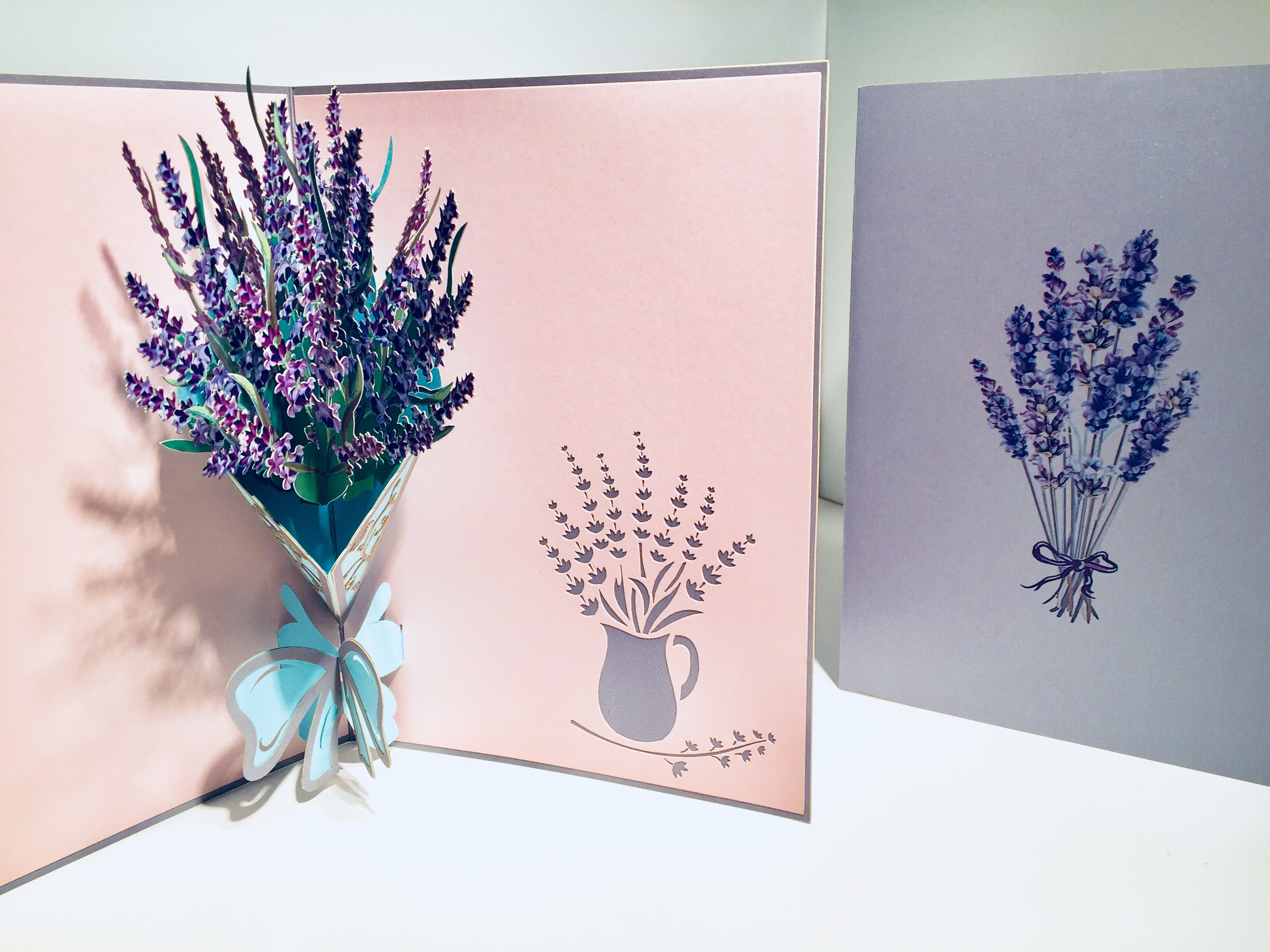 Lavender Bouquet Wrapped in Blue Ribbon Origami Pop Cards 3D Pop Up Greeting Card Happy Birthday Thank You Handmade Gift Thinking of You Blank Card for Any Occasion Happy Mother's Day Happy Valentine's Australiana Celebrate the Beauty and Romantic