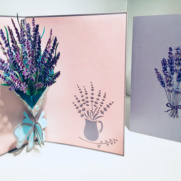 Lavender Bouquet Wrapped in Blue Ribbon Origami Pop Cards 3D Pop Up Greeting Card Happy Birthday Thank You Handmade Gift Thinking of You Blank Card for Any Occasion Happy Mother's Day Happy Valentine's Australiana Celebrate the Beauty and Romantic