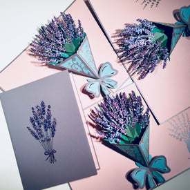 Lavender Bouquet Wrapped in Blue Ribbon Origami Pop Cards 3D Pop Up Greeting Card Happy Birthday Thank You Handmade Gift Thinking of You Blank Card for Any Occasion Happy Mother's Day Happy Valentine's Australiana Celebrate the Beauty and Romantic