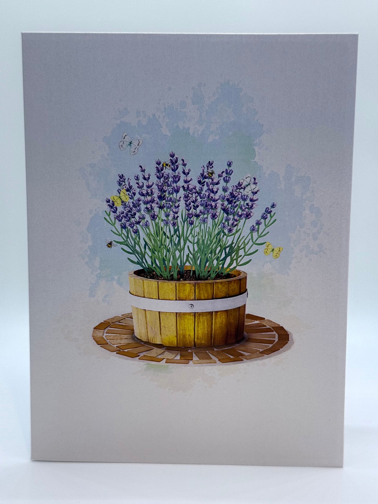 Lavender Flowers in Wooden Bucket Origami Pop Cards 3D Pop Up Greeting Card Happy Birthday Thank You Handmade Gift Thinking of You Blank Card for Any Occasion Happy Mother's Day Happy Father's Australiana Celebrate the Beauty of Flower and Romantic