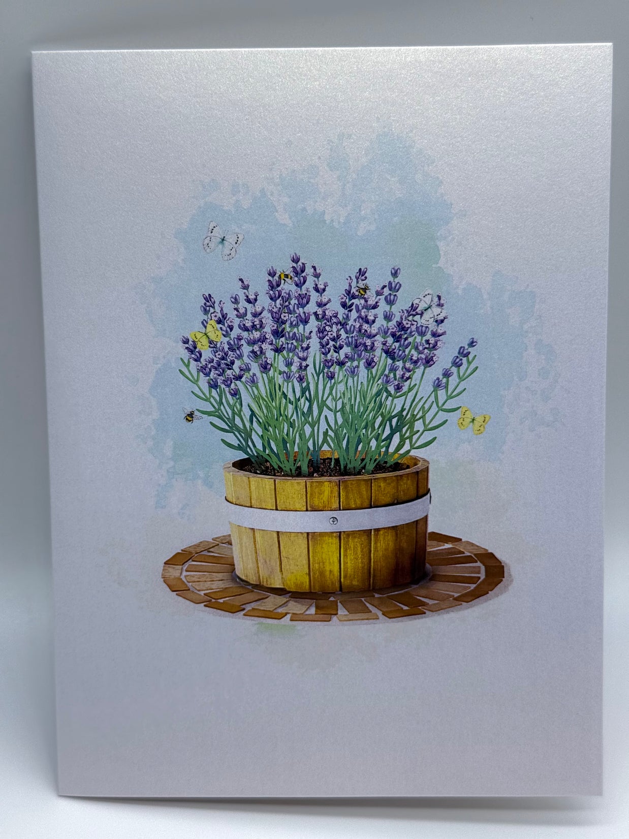 Lavender Flowers in Wooden Bucket Origami Pop Cards 3D Pop Up Greeting Card Happy Birthday Thank You Handmade Gift Thinking of You Blank Card for Any Occasion Happy Mother's Day Happy Father's Australiana Celebrate the Beauty of Flower and Romantic