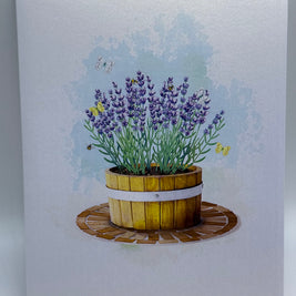 Lavender Flowers in Wooden Bucket Origami Pop Cards 3D Pop Up Greeting Card Happy Birthday Thank You Handmade Gift Thinking of You Blank Card for Any Occasion Happy Mother's Day Happy Father's Australiana Celebrate the Beauty of Flower and Romantic