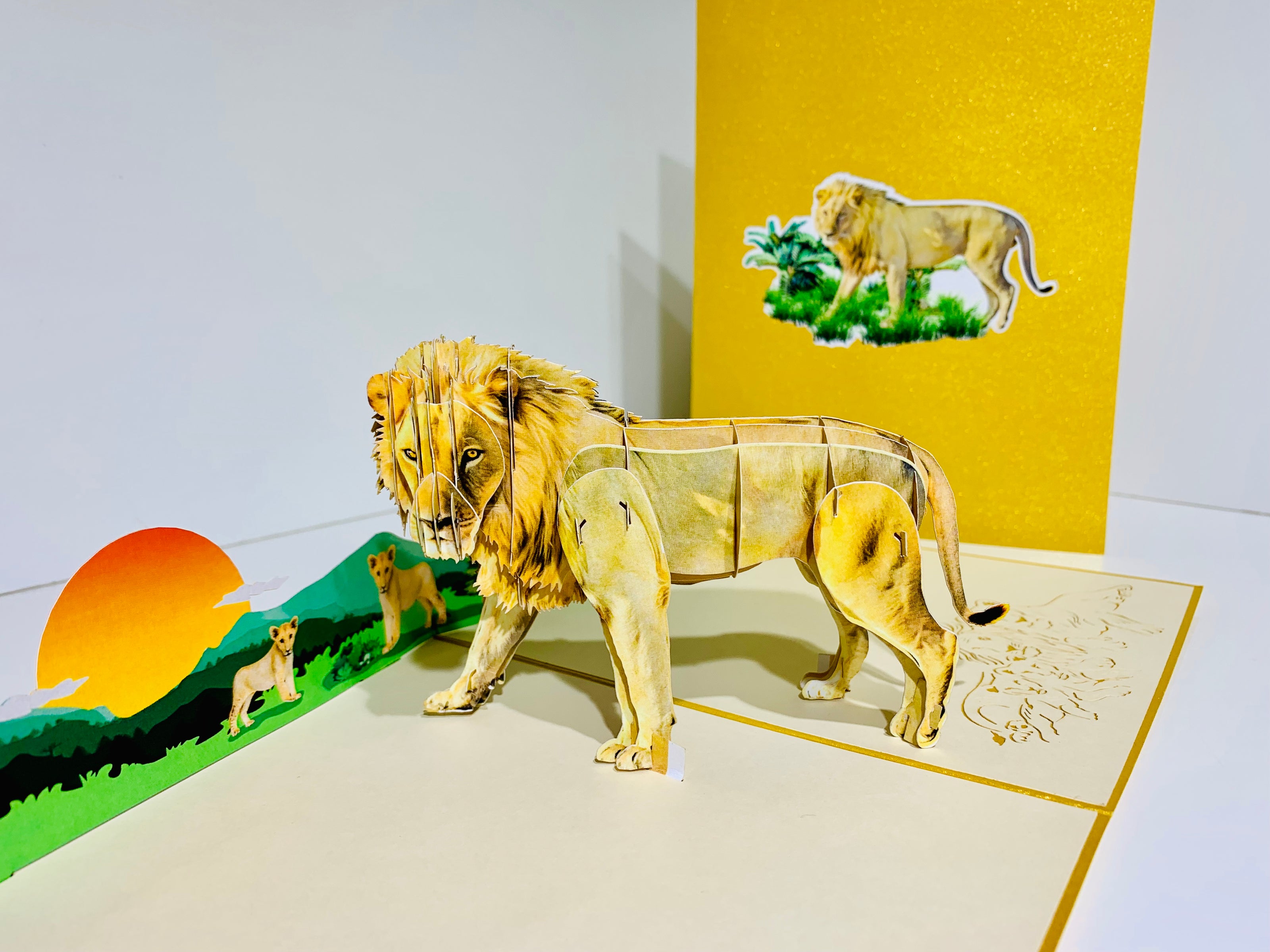 Lion - The King of the Jungle - Super Star Leo Origami Pop Cards 3D Pop Up Greeting Card Happy Birthday Thank You Handmade Gift Thinking of You Blank Card for Any Occasion Happy Mother's Day Happy Father's Australiana Celebrate the Beauty of Flower