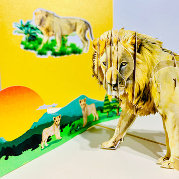 Lion - The King of the Jungle - Super Star Leo Origami Pop Cards 3D Pop Up Greeting Card Happy Birthday Thank You Handmade Gift Thinking of You Blank Card for Any Occasion Happy Mother's Day Happy Father's Australiana Celebrate the Beauty of Flower