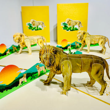 Lion - The King of the Jungle - Super Star Leo Origami Pop Cards 3D Pop Up Greeting Card Happy Birthday Thank You Handmade Gift Thinking of You Blank Card for Any Occasion Happy Mother's Day Happy Father's Australiana Celebrate the Beauty of Flower