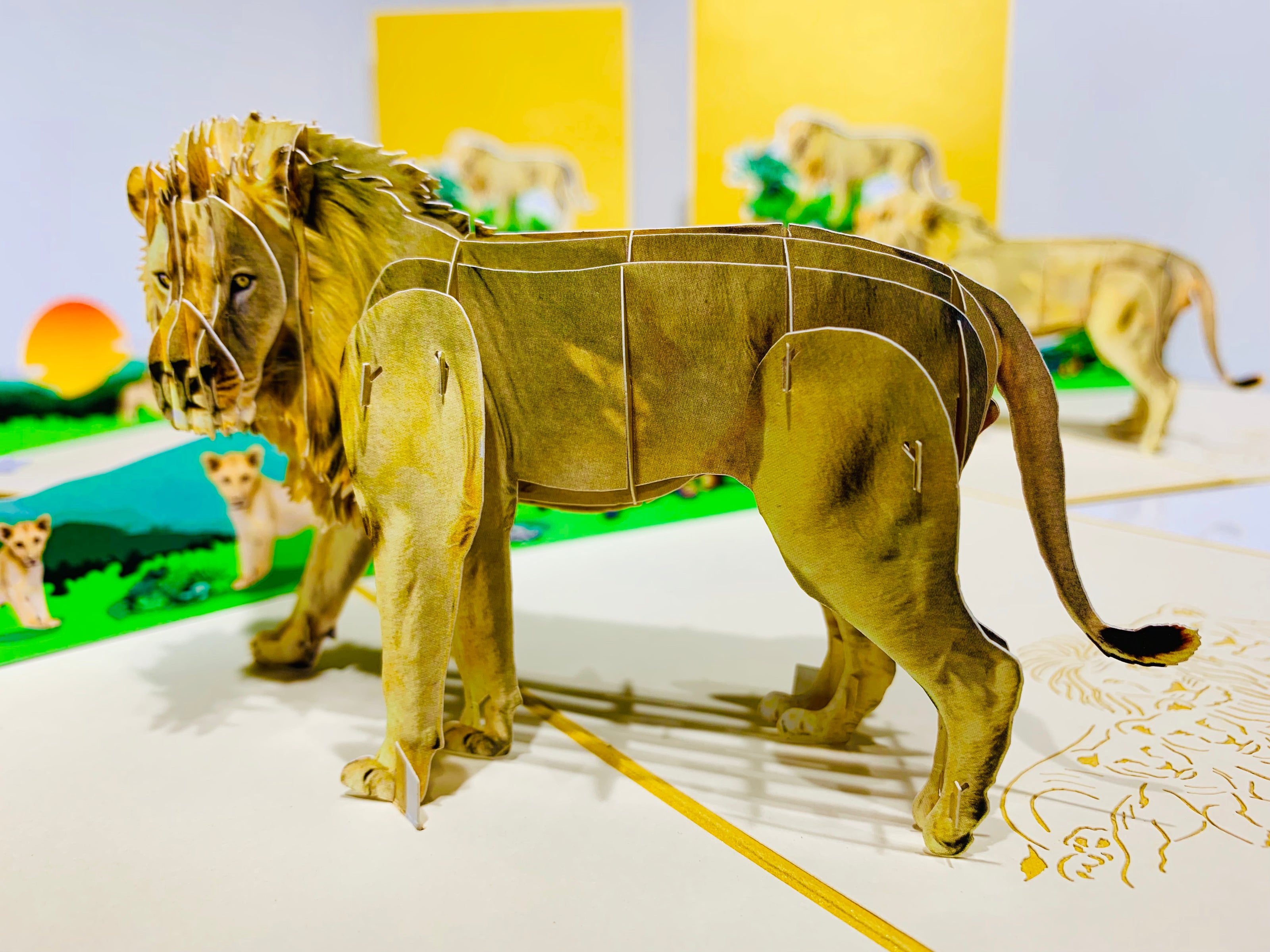Lion - The King of the Jungle - Super Star Leo Origami Pop Cards 3D Pop Up Greeting Card Happy Birthday Thank You Handmade Gift Thinking of You Blank Card for Any Occasion Happy Mother's Day Happy Father's Australiana Celebrate the Beauty of Flower