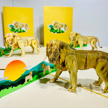 Lion - The King of the Jungle - Super Star Leo Origami Pop Cards 3D Pop Up Greeting Card Happy Birthday Thank You Handmade Gift Thinking of You Blank Card for Any Occasion Happy Mother's Day Happy Father's Australiana Celebrate the Beauty of Flower