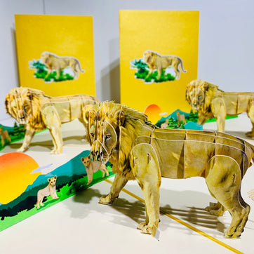 Lion - The King of the Jungle - Super Star Leo Origami Pop Cards 3D Pop Up Greeting Card Happy Birthday Thank You Handmade Gift Thinking of You Blank Card for Any Occasion Happy Mother's Day Happy Father's Australiana Celebrate the Beauty of Flower