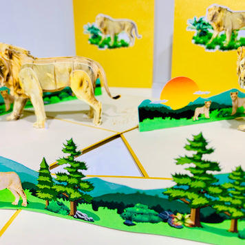 Lion - The King of the Jungle - Super Star Leo Origami Pop Cards 3D Pop Up Greeting Card Happy Birthday Thank You Handmade Gift Thinking of You Blank Card for Any Occasion Happy Mother's Day Happy Father's Australiana Celebrate the Beauty of Flower