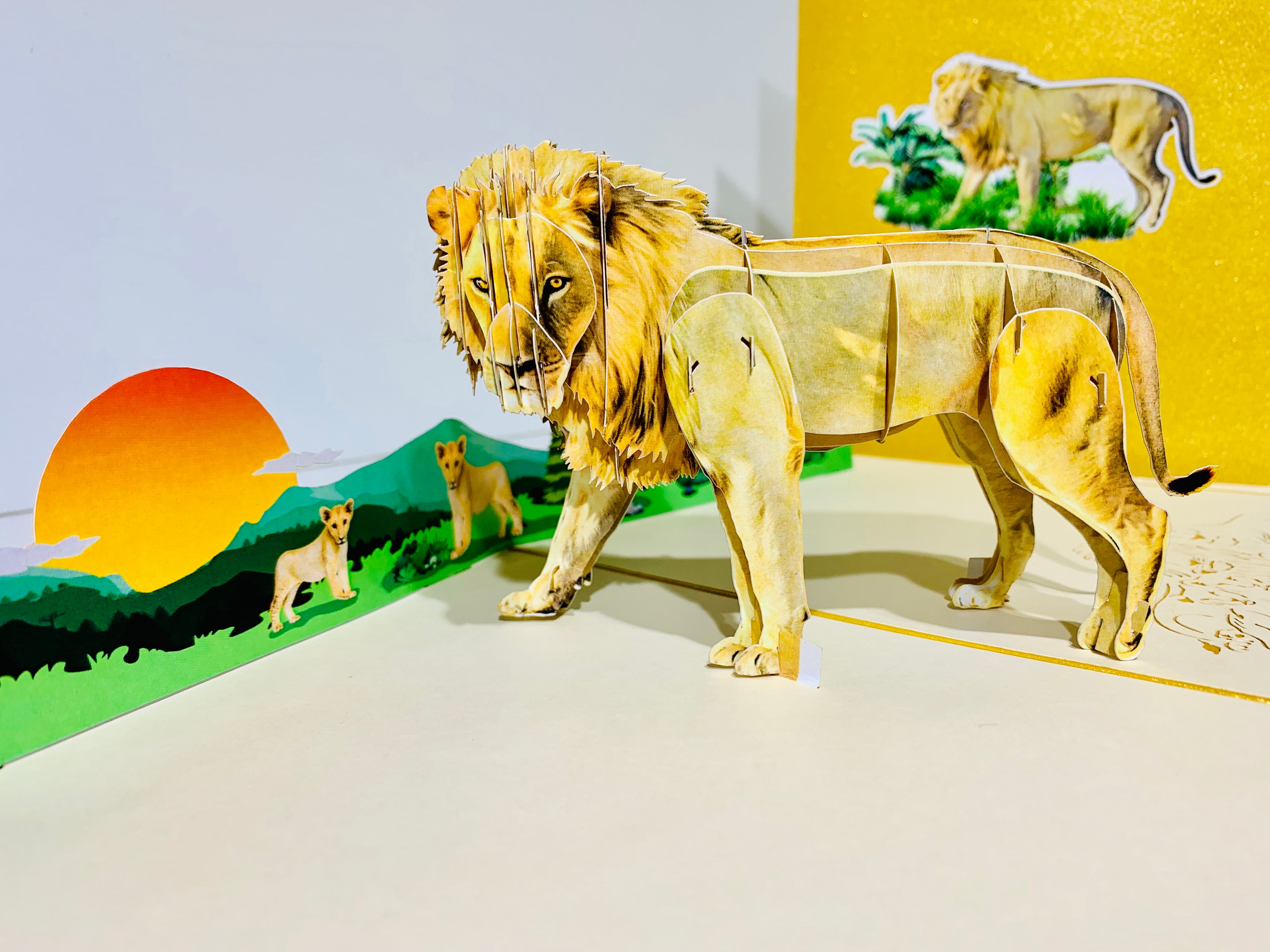 Lion - The King of the Jungle - Super Star Leo Origami Pop Cards 3D Pop Up Greeting Card Happy Birthday Thank You Handmade Gift Thinking of You Blank Card for Any Occasion Happy Mother's Day Happy Father's Australiana Celebrate the Beauty of Flower