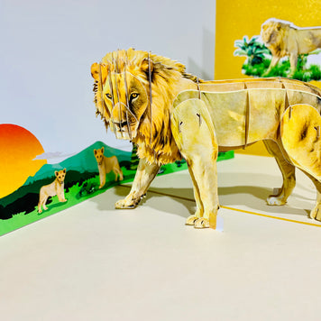 Lion - The King of the Jungle - Super Star Leo Origami Pop Cards 3D Pop Up Greeting Card Happy Birthday Thank You Handmade Gift Thinking of You Blank Card for Any Occasion Happy Mother's Day Happy Father's Australiana Celebrate the Beauty of Flower