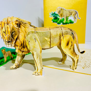 Lion - The King of the Jungle - Super Star Leo Origami Pop Cards 3D Pop Up Greeting Card Happy Birthday Thank You Handmade Gift Thinking of You Blank Card for Any Occasion Happy Mother's Day Happy Father's Australiana Celebrate the Beauty of Flower
