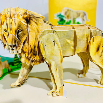 Lion - The King of the Jungle - Super Star Leo Origami Pop Cards 3D Pop Up Greeting Card Happy Birthday Thank You Handmade Gift Thinking of You Blank Card for Any Occasion Happy Mother's Day Happy Father's Australiana Celebrate the Beauty of Flower