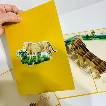 Lion - The King of the Jungle - Super Star Leo Origami Pop Cards 3D Pop Up Greeting Card Happy Birthday Thank You Handmade Gift Thinking of You Blank Card for Any Occasion Happy Mother's Day Happy Father's Australiana Celebrate the Beauty of Flower