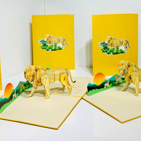 Lion - The King of the Jungle - Super Star Leo Origami Pop Cards 3D Pop Up Greeting Card Happy Birthday Thank You Handmade Gift Thinking of You Blank Card for Any Occasion Happy Mother's Day Happy Father's Australiana Celebrate the Beauty of Flower