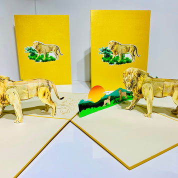 Lion - The King of the Jungle - Super Star Leo Origami Pop Cards 3D Pop Up Greeting Card Happy Birthday Thank You Handmade Gift Thinking of You Blank Card for Any Occasion Happy Mother's Day Happy Father's Australiana Celebrate the Beauty of Flower