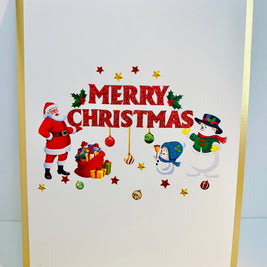 Luxury Gold Classic Santa & Snowman Merry Christmas Ornaments Origami Pop Cards 3D Pop Up Greeting Card Merry Christmas Thank You Handmade Best Wishes Blank Card Gift Happy Holidays Celebrate the Special Day Moment with Family and Friends