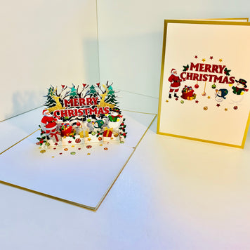 Luxury Gold Classic Santa & Snowman Merry Christmas Ornaments Origami Pop Cards 3D Pop Up Greeting Card Merry Christmas Thank You Handmade Best Wishes Blank Card Gift Happy Holidays Celebrate the Special Day Moment with Family and Friends