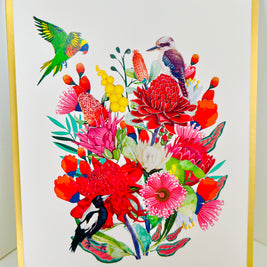Luxury Gold Australian Native Garden & Birds Origami Pop Cards 3D Pop Up Greeting Card Celebrate Happy Birthday Thank You Handmade Best Wishes Gift Thinking of You Blank Card for Any Occasion Happy Mother's Day Happy Father's Day Australiana