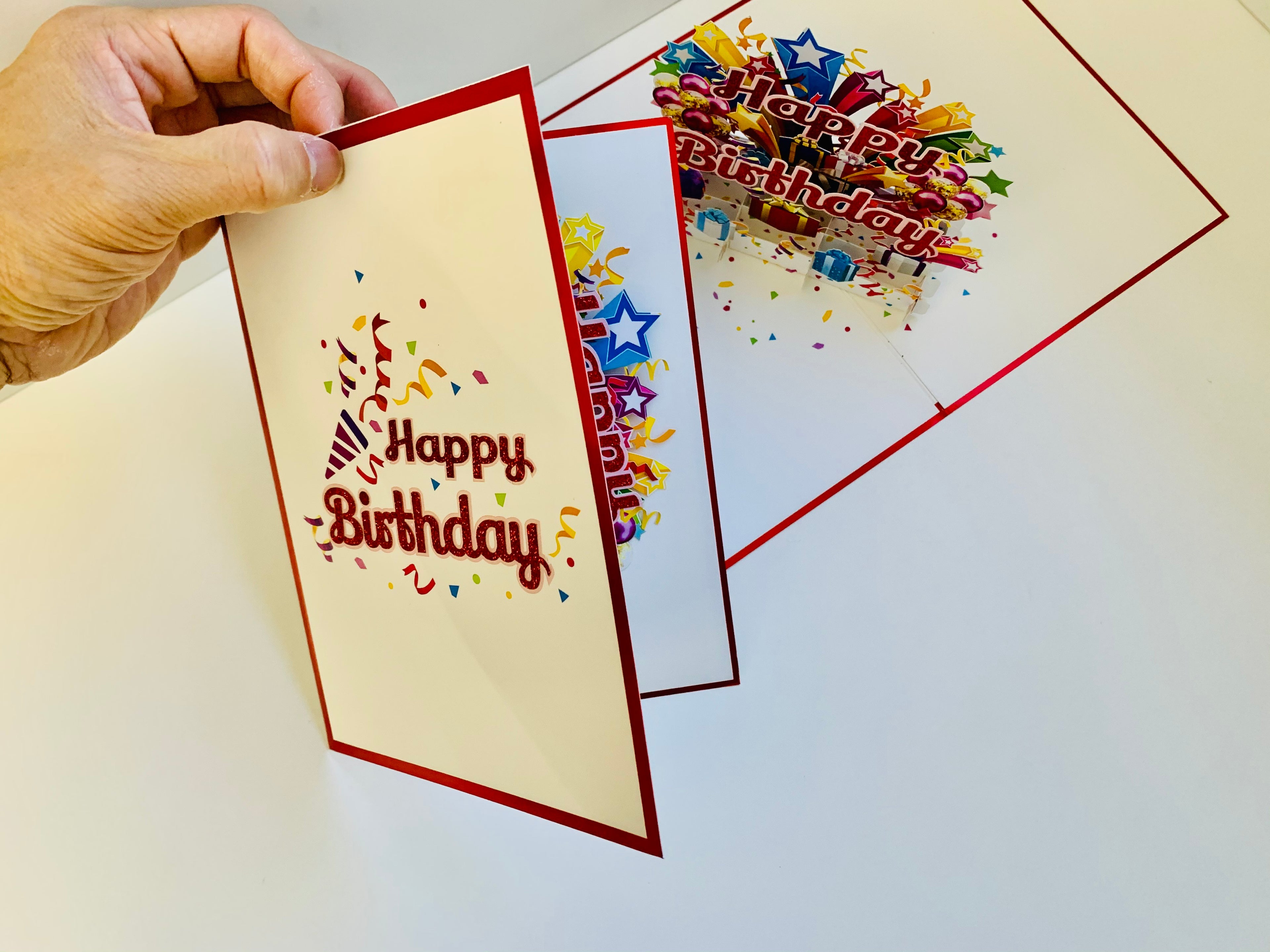 Luxury Red Happy Birthday with Presents Origami Pop Cards 3D Pop Up Greeting Card Thank You Handmade Gift Thinking of You Happy Birthday Occasion Australiana Celebrate the Beauty and Happiness During Special Day Best Wishes Gift