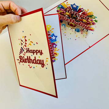 Luxury Red Happy Birthday with Presents Origami Pop Cards 3D Pop Up Greeting Card Thank You Handmade Gift Thinking of You Happy Birthday Occasion Australiana Celebrate the Beauty and Happiness During Special Day Best Wishes Gift