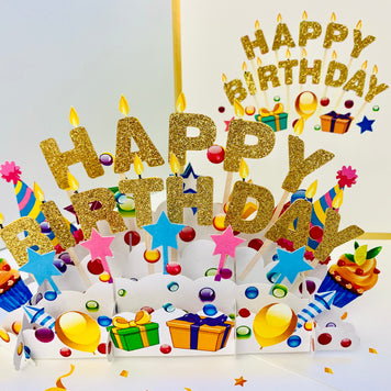 Luxury Gold Happy Birthday with Presents Origami Pop Cards 3D Pop Up Greeting Card Thank You Handmade Gift Thinking of You Happy Birthday Occasion Australiana Celebrate the Beauty and Happiness During Special Day Best Wishes Gift