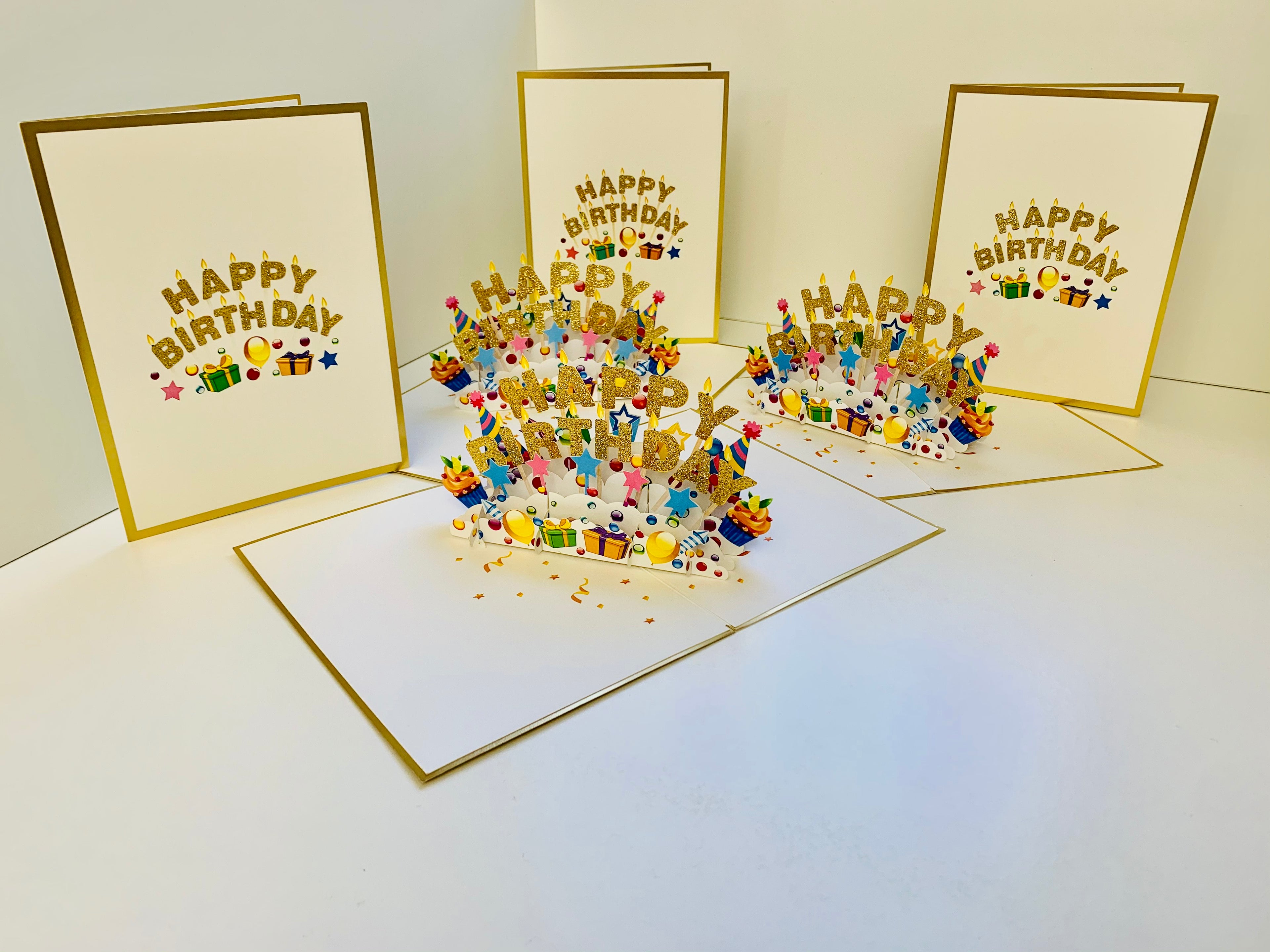 Luxury Gold Happy Birthday with Presents Origami Pop Cards 3D Pop Up Greeting Card Thank You Handmade Gift Thinking of You Happy Birthday Occasion Australiana Celebrate the Beauty and Happiness During Special Day Best Wishes Gift