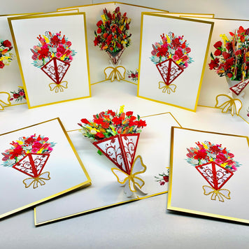 Luxury Australian Native Bouquet of Flowers Embossed Origami Pop Cards 3D Pop Up Greeting Card Happy Birthday Thank You Handmade Gift Thinking of You Blank Card for Any Occasion Happy Mother's Day Happy Father's Australiana Celebrate the Beauty of Flower