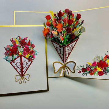 Luxury Australian Native Bouquet of Flowers Embossed Origami Pop Cards 3D Pop Up Greeting Card Happy Birthday Thank You Handmade Gift Thinking of You Blank Card for Any Occasion Happy Mother's Day Happy Father's Australiana Celebrate the Beauty of Flower